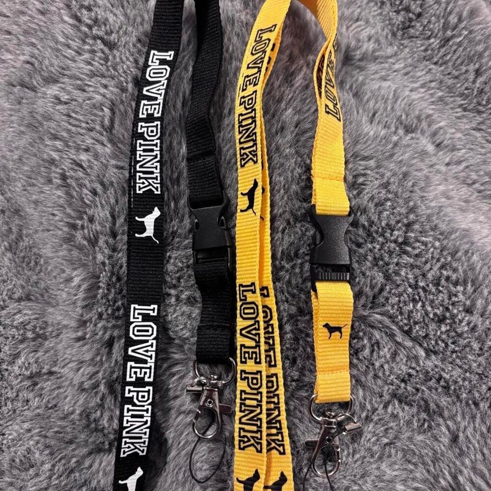 Victoria's Secret LOVE PINK Lanyards y2k Black & Yellow (2)